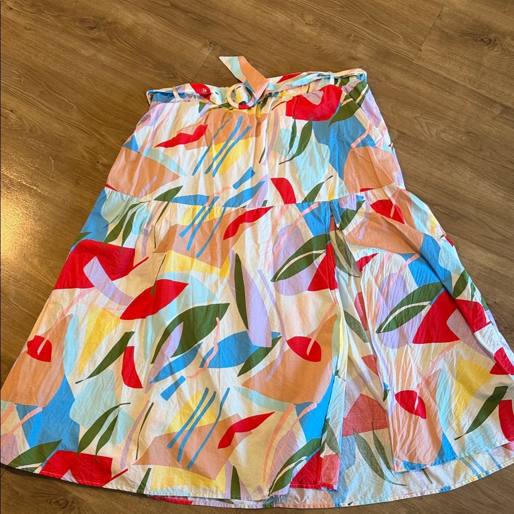 Eloquii Multicolor Abstract A-Line Skirt